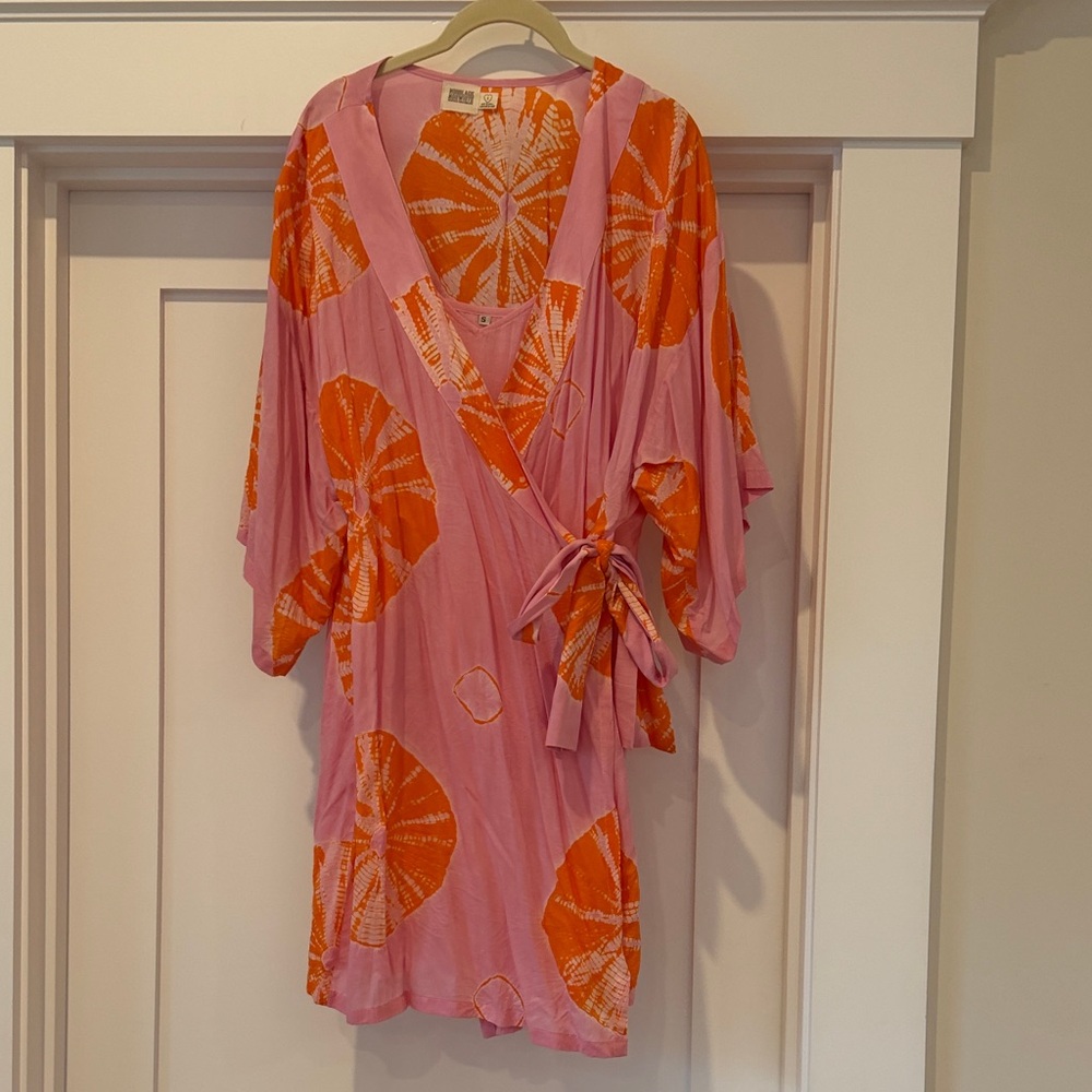 Black Pink and Orange Patterned Fabric